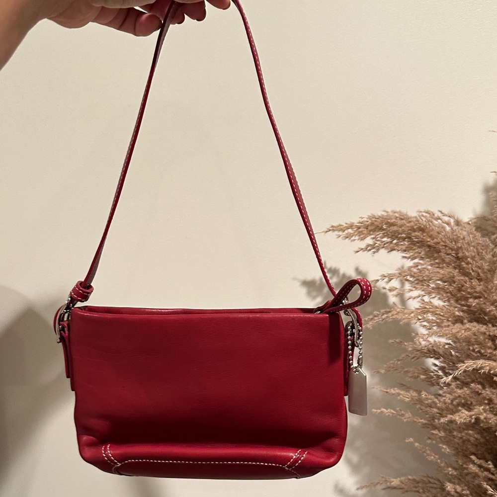 Coach Red Leather Shoulder Bag